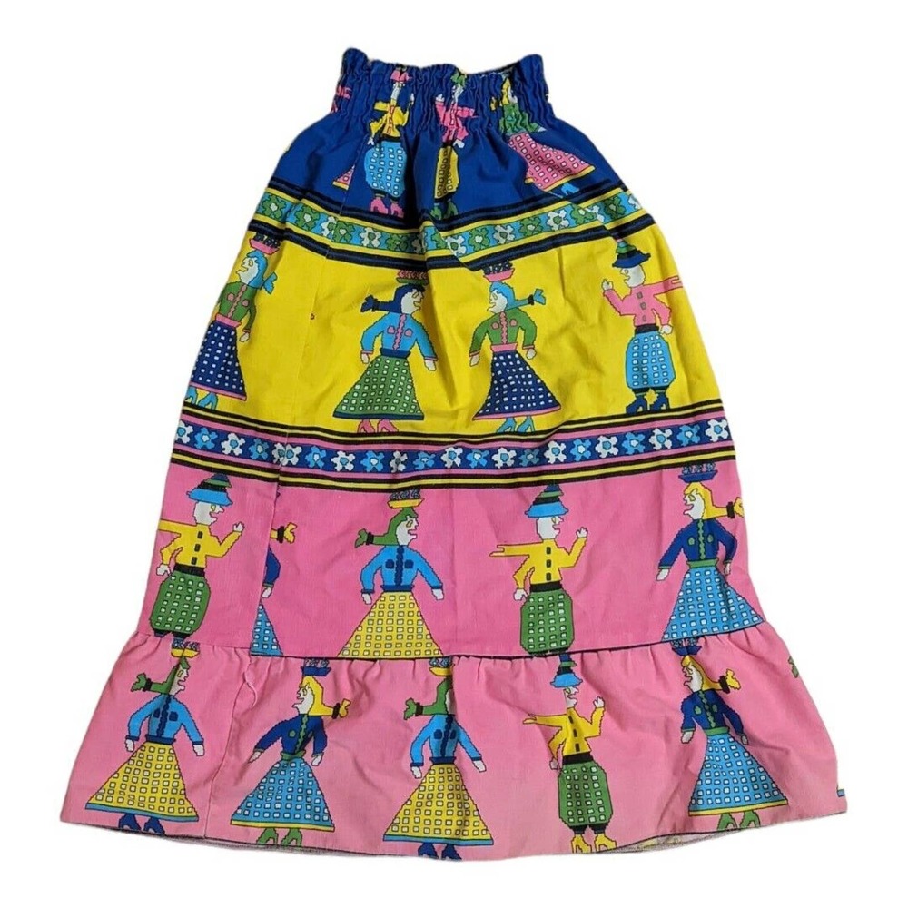 Yellow Pink Retro Game Pixel 2D Characters - Skirt Size 8 Stretching Waistband